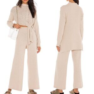 Free People Harper Two Piece Sweater Pant Beachy Set in Washed Muslin